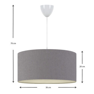 Alternative view of Φωτιστικό οροφής Monahan Megapap υφασμάτινο μονόφωτο χρώμα γκρι 38x20x70εκ.