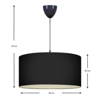 Alternative view of Φωτιστικό οροφής Monahan Megapap υφασμάτινο μονόφωτο χρώμα μαύρο 38x21x70εκ.