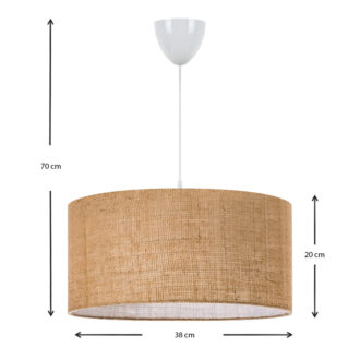Alternative view of Φωτιστικό οροφής Monahan Megapap E27 γιούτα μονόφωτο χρώμα μπεζ 38x21x70εκ.