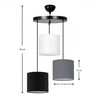 Alternative view of Φωτιστικό οροφής Rosie Megapap υφασμάτινο τρίφωτο χρώμα γκρι/μαύρο 15x15x90εκ.