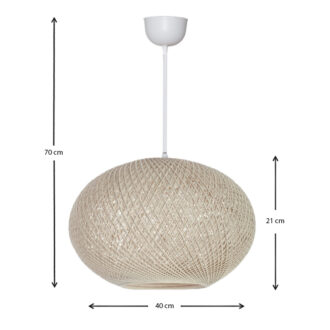 Alternative view of Φωτιστικό οροφής Gibson Megapap από σχοινί μονόφωτο χρώμα μπεζ 40x21x70εκ.