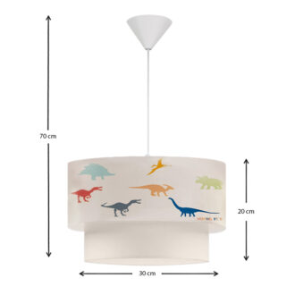 Alternative view of Φωτιστικό οροφής Goofy Megapap υφασμάτινο μονόφωτο με χαριτωμένα δεινοσαυράκια 30x20x70εκ.
