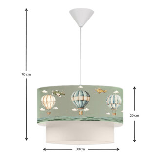 Alternative view of Φωτιστικό οροφής Goofy Megapap υφασμάτινο μονόφωτο με χαριτωμένα αερόστατα 30x20x70εκ.