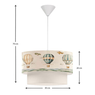Alternative view of Φωτιστικό οροφής Goofy Megapap υφασμάτινο μονόφωτο με χαριτωμένα αερόστατα 30x20x70εκ.