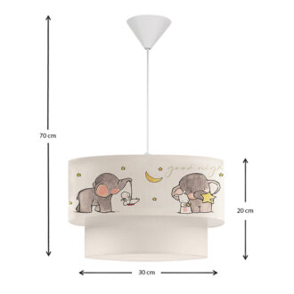 Alternative view of Φωτιστικό οροφής Goofy Megapap υφασμάτινο μονόφωτο με χαρούμενα ελεφαντάκια 30x20x70εκ.