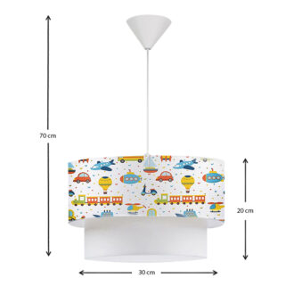 Alternative view of Φωτιστικό οροφής Goofy Megapap υφασμάτινο μονόφωτο με χαριτωμένα οχήματα 30x20x70εκ.