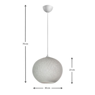 Alternative view of Φωτιστικό οροφής Gibson Megapap από σχοινί μονόφωτο χρώμα λευκό 30x23x70εκ.