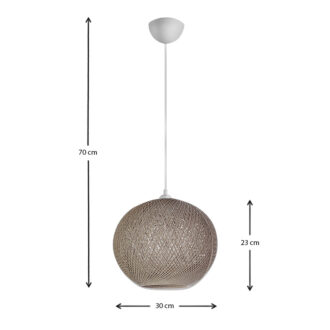 Alternative view of Φωτιστικό οροφής Gibson Megapap από σχοινί μονόφωτο χρώμα μόκα 30x23x70εκ.