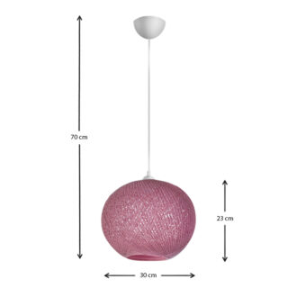 Alternative view of Φωτιστικό οροφής Gibson Megapap από σχοινί μονόφωτο χρώμα ροζ 30x23x70εκ.