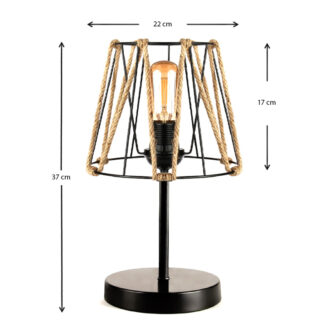 Alternative view of Φωτιστικό επιτραπέζιο Clancy Megapap E27 σχοινί/μεταλλικό χρώμα μαύρο 22x17x37εκ.