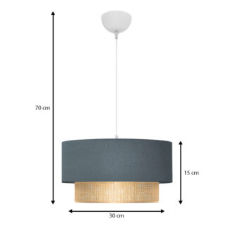 Alternative view of Φωτιστικό οροφής Lucifer Megapap E27 υφασμάτινο μονόφωτο χρώμα μπλε ανθρακί 30x15x70εκ.