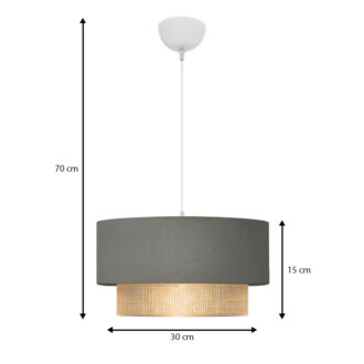 Alternative view of Φωτιστικό οροφής Lucifer Megapap E27 υφασμάτινο μονόφωτο χρώμα γκρι 30x15x70εκ.