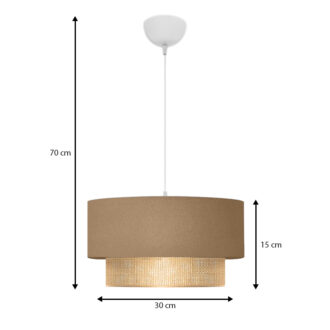 Alternative view of Φωτιστικό οροφής Lucifer Megapap E27 υφασμάτινο μονόφωτο χρώμα μπεζ 30x15x70εκ.