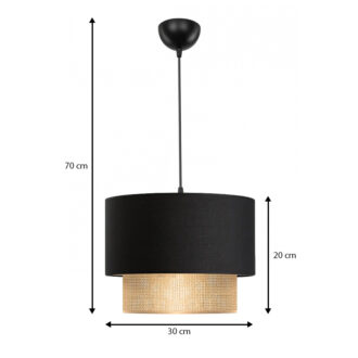 Alternative view of Φωτιστικό οροφής Lucifer Megapap E27 υφασμάτινο μονόφωτο χρώμα μαύρο 30x20x70εκ.