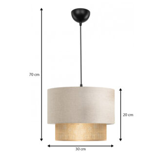 Alternative view of Φωτιστικό οροφής Lucifer Megapap E27 υφασμάτινο μονόφωτο χρώμα κρεμ 30x20x70εκ.