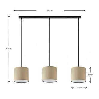 Alternative view of Φωτιστικό οροφής Morris Megapap E27 υφασμάτινο τρίφωτο χρώμα καφέ 55x15x70εκ.