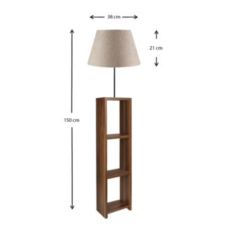 Alternative view of Φωτιστικό δαπέδου Launo Megapap υφασμάτινο Pvc/MDF χρώμα μπεζ/καρυδί 38x38x150εκ.