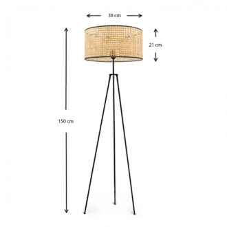 Alternative view of Φωτιστικό δαπέδου Idaho Megapap E27 μεταλλικό - ρατάν χρώμα μαύρο - φυσικό Φ38x150εκ.