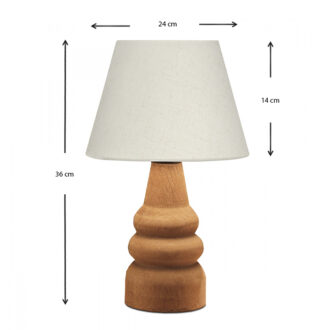 Alternative view of Φωτιστικό επιτραπέζιο Lary Megapap E27 υφασμάτινο - ξύλινο χρώμα κρεμ - καφέ Φ24x36εκ.