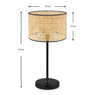 Alternative view of Φωτιστικό επιτραπέζιο Idaho Megapap E27 ρατάν - μεταλλικό χρώμα φυσικό - μαύρο Φ24x32εκ.