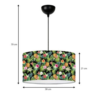 Alternative view of Φωτιστικό οροφής Alamea Megapap E27 υφασμάτινο μονόφωτο πολύχρωμο floral Φ38x70εκ.