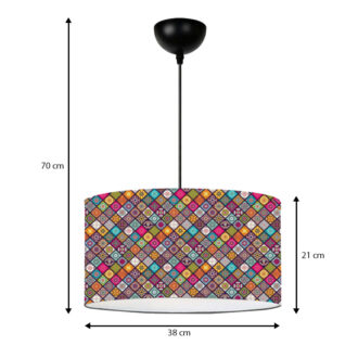 Alternative view of Φωτιστικό οροφής Alamea Megapap E27 υφασμάτινο μονόφωτο πολύχρωμο Φ38x70εκ.