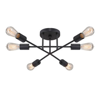 Φωτιστικό οροφής Helga Megapap E27 μεταλλικό εξάφωτο χρώμα μαύρο 50x12x20εκ.