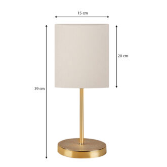 Alternative view of Φωτιστικό επιτραπέζιο Ingared Megapap E27 υφασμάτινο χρώμα κρεμ - χρυσό Φ15x39εκ.