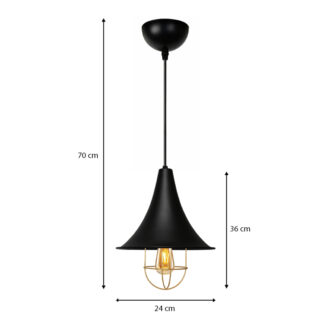 Alternative view of Φωτιστικό οροφής Retro Megapap E27 μεταλλικό μονόφωτο χρώμα μαύρο Φ24x70εκ.