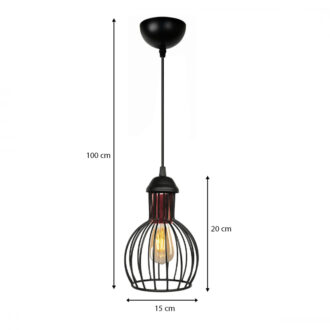 Alternative view of Φωτιστικό οροφής Manolia Megapap E27 μεταλλικό μονόφωτο χρώμα μαύρο Φ15x100εκ.