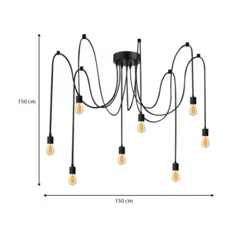 Alternative view of Φωτιστικό οροφής Octopus Megapap E27 οκτάφωτο χρώμα μαύρο 150εκ.