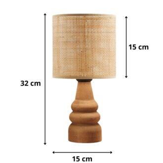 Alternative view of Φωτιστικό επιτραπέζιο Tino Megapap E14 pe rattan - ξύλο χρώμα φυσικό Ø15x32εκ.