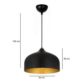 Alternative view of Φωτιστικό οροφής Malvin Megapap E27 μεταλλικό μονόφωτο χρώμα μαύρο Ø34x100εκ.