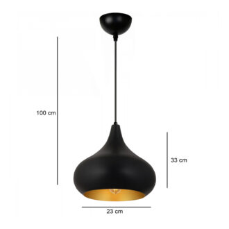 Alternative view of Φωτιστικό οροφής Meril Megapap E27 μεταλλικό μονόφωτο χρώμα μαύρο Ø33x100εκ.