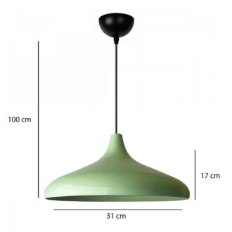 Alternative view of Φωτιστικό οροφής Lela Megapap E27 μεταλλικό μονόφωτο χρώμα μέντα Ø31x100εκ.