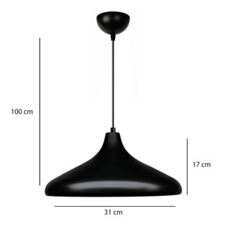 Alternative view of Φωτιστικό οροφής Lela Megapap E27 μεταλλικό μονόφωτο χρώμα μαύρο Ø31x100εκ.