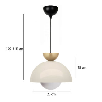 Alternative view of Φωτιστικό οροφής Marilia Megapap E27 μεταλλικό μονόφωτο χρώμα λευκό Ø25x115εκ.