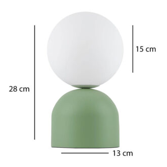 Alternative view of Φωτιστικό επιτραπέζιο Albus Megapap E14 μεταλλικό - γυάλινο χρώμα πράσινο - λευκό Ø13x28εκ.