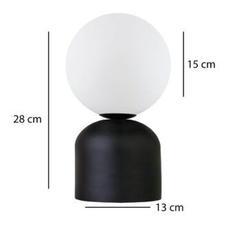 Alternative view of Φωτιστικό επιτραπέζιο Albus Megapap E14 μεταλλικό - γυάλινο χρώμα μαύρο - λευκό Ø13x28εκ.