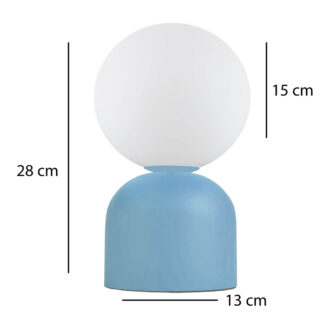 Alternative view of Φωτιστικό επιτραπέζιο Albus Megapap E14 μεταλλικό - γυάλινο χρώμα μπλε - λευκό Ø13x28εκ.