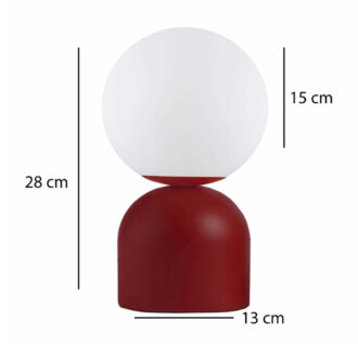 Alternative view of Φωτιστικό επιτραπέζιο Albus Megapap E14 μεταλλικό - γυάλινο χρώμα μπορντώ - λευκό Ø13x28εκ.