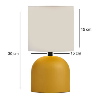 Alternative view of Φωτιστικό επιτραπέζιο Nehora Megapap E27 μεταλλικό - ύφασμα Pvc χρώμα κίτρινο - κρεμ Ø15x30εκ.