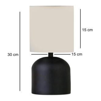 Alternative view of Φωτιστικό επιτραπέζιο Nehora Megapap E27 μεταλλικό - ύφασμα Pvc χρώμα μαύρο - κρεμ Ø15x30εκ.