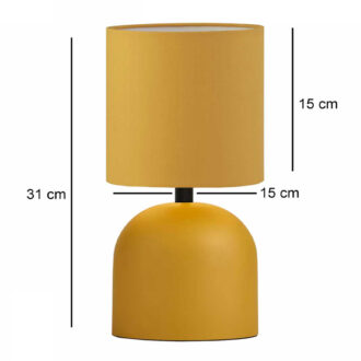 Alternative view of Φωτιστικό επιτραπέζιο Nehora Megapap E27 μεταλλικό - ύφασμα Pvc χρώμα κίτρινο Ø15x30εκ.