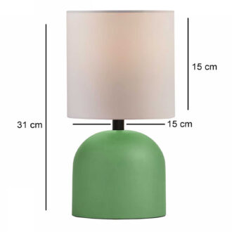 Alternative view of Φωτιστικό επιτραπέζιο Nehora Megapap E27 μεταλλικό - ύφασμα Pvc χρώμα πράσινο - κρεμ Ø15x30εκ.