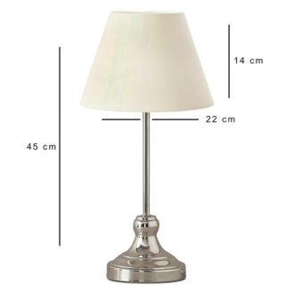 Alternative view of Φωτιστικό επιτραπέζιο Grace Megapap E27 μεταλλικό - ύφασμα Pvc χρώμα ασημί - κρεμ Ø22x45εκ.