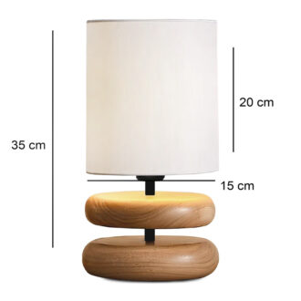Alternative view of Φωτιστικό επιτραπέζιο Lucia Megapap E14 ξύλινο - ύφασμα Pvc χρώμα φυσικό - κρεμ Ø15x35εκ.