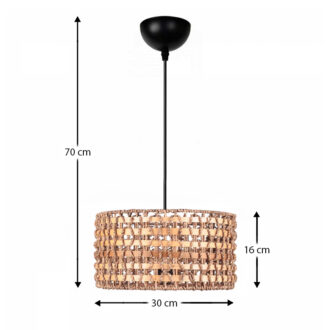 Alternative view of Φωτιστικό οροφής Palmela Megapap E27 από σχοινί μονόφωτο χρώμα φυσικό Ø30x70εκ.