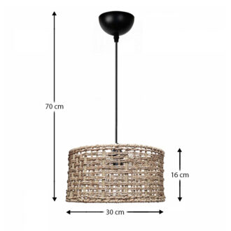 Alternative view of Φωτιστικό οροφής Montela Megapap E27 από σχοινί μονόφωτο χρώμα φυσικό Ø30x70εκ.