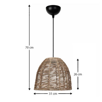 Alternative view of Φωτιστικό οροφής Cascais Megapap E27 από σχοινί μονόφωτο χρώμα φυσικό Ø31x70εκ.